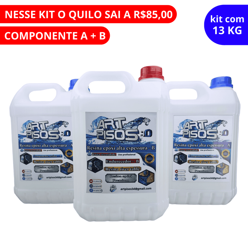 Kit Resina epóxi alta espessura 13Kg