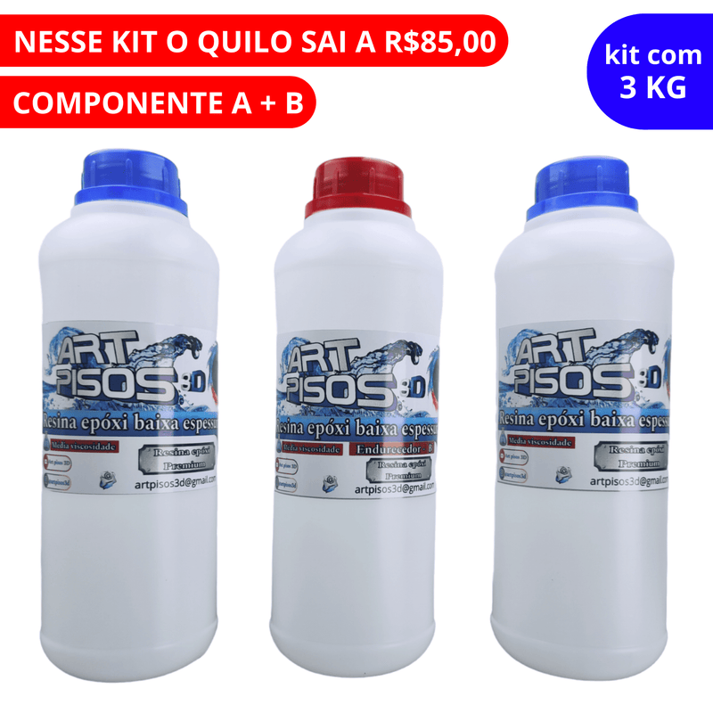 Kit Resina epóxi premium baixa espessura 3Kg